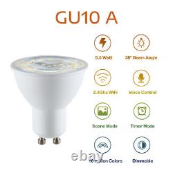 1/4 Pack Gu10 Ampoule Led Smart Wifi Rgb Cct Lampe Dimmable Alexa Google Home