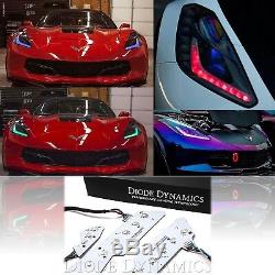 2014-18 Chevy Corvette Rgbw Led Multi-couleurs Changeantes Accent Phares Drl Set
