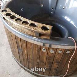 220cm King Size Thermowood Fibreglass Hot Tub 316ansi Chauffage + Jacuzzi + Led