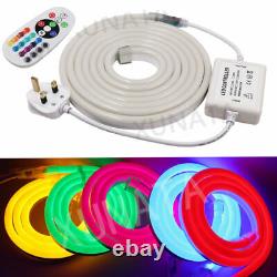 220v Led Strip Neon Flex Rope Light Imperméable Éclairage Extérieur Flexible Uk Plug
