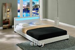 3ft Single Bed White Designer Faux Leather Led Colour Changing Free Uk Delivery