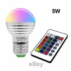 3w 5w 10w E27 / E14 Rgb Led Ampoule Couleur Changement D'économie D'énergie + Télécommande