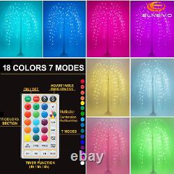 5ft Coloré Lumières D'arbre De Saule Led, Changement De Couleur Lumière De Pleurs Artificiels