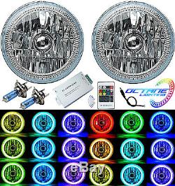 7 Rgb Smd Led Multi-couleurs Halo Angel Eye Phare Paire Pour 76-17 Jeep Wrangler