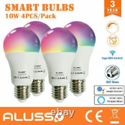 Alusso 4pcs 10w E27 Ampoule D'éclairage Intelligent Rgbw Wifi Led Lampe Réglable