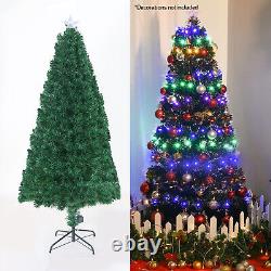 Arbre de Noël à fibre optique, multicolore, changeant de couleur verte, clignotant, pré-illuminé.