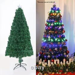 Arbre de Noël à fibre optique, multicolore, changeant de couleur verte, clignotant, pré-illuminé.