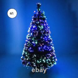 Arbre de Noël en fibre optique avec lumières LED, pré-illuminé, couleur verte et noire changeante, neuf.