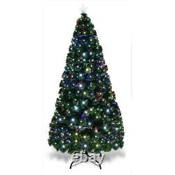 Arbre de Noël pré-illuminé à fibre optique changeant de couleur, avec lumières LED et étoile, 4/5/6/7 pieds.