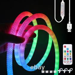 Bande LED Lumière de corde flexible néon RGB étanche WS2812B avec prise UK pour éclairage extérieur