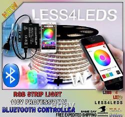 Bande lumineuse LED Bluetooth RGB+W flexible extérieure de vacances de 110V 120V avec contrôleur