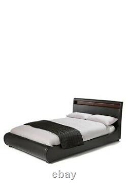 Black Faux Leather Bed Frame Couleur Changer Led Lights King Collection Cw1