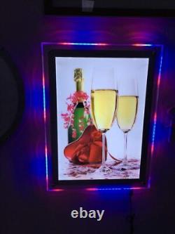 Cadre en cristal RGB à changement de couleur éclairé par LED, affiche, menu d'affichage A1 A2