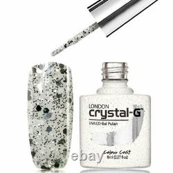 Crystal-g Confetti Glitters Rangep08- Argent Illusionuv/led Gel Nail Polonais