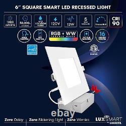 Éclairage encastré intelligent LED RGBW de 6 pouces carrés, changement de couleur, évalué IC (SKU417)
