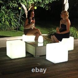 Éclairage par LED Cube Tabouret Siège Chaise Illuminé Rechargeable Changeant de Couleur Lueur