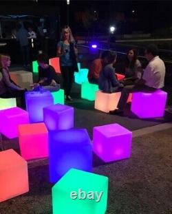 Éclairage par LED Cube Tabouret Siège Chaise Illuminé Rechargeable Changeant de Couleur Lueur