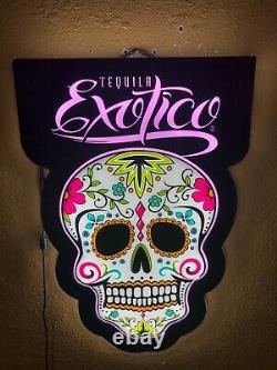 Exotico Tequila Led Sign Man Cave Garage Décor Crâne De Sucre Léger Changement De Couleur