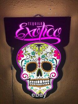 Exotico Tequila Led Sign Man Cave Garage Décor Crâne De Sucre Léger Changement De Couleur