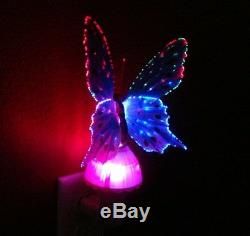 Fibre Optic Butterfly Night Light Led Changement De Couleur Bleu