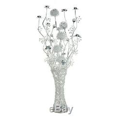 Lampadaire De Luxe De Luxe En Argent Chromé Vase À Fleurs 120 Del À Changement De Couleur