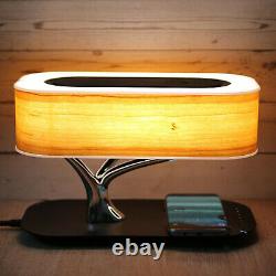Lampe De Table De Chevet Bluetooth Intégré Haut-parleur Et Chargeur Sans Fil, En Forme D'arbre