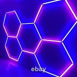 Lumière de garage hexagonale LED RVB changeant de couleur 24 pack pour entreposage et detailing de voitures