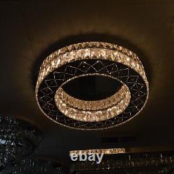 Lumière de plafond LED à changement de couleur cristalline avec cadre miroir rond (5051-450&600)