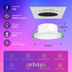 Lumière de plafond encastrée LED RGB de 68mm avec WIFI Bluetooth 6W dimmable Alexa Google Home