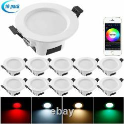 Lumières de plafond à panneau LED RGB intelligent 9W Downlight Bluetooth APP Spots Ampoules