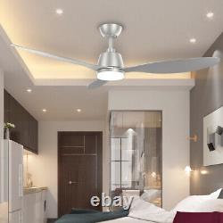 Luminaire de ventilateur de plafond à LED tricolore 3 couleurs avec lames réversibles à 6 vitesses et chandelier avec télécommande.