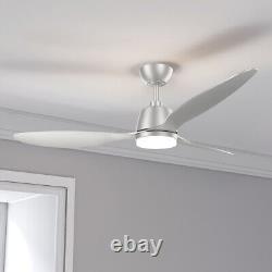 Luminaire de ventilateur de plafond à LED tricolore 3 couleurs avec lames réversibles à 6 vitesses et chandelier avec télécommande.