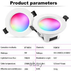 Luminaire encastré LED avec WiFi Bluetooth Smart Plafond Downlight APP RGBWC Change de couleur