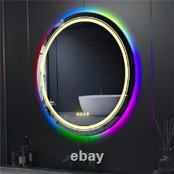 Miroir de salle de bain à LED RVB Miroir à LED Changeant de couleur Miroir incassable à intensité variable Anti-buée