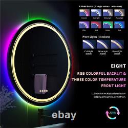Miroir de salle de bain à LED RVB Miroir à LED Changeant de couleur Miroir incassable à intensité variable Anti-buée