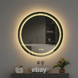 Miroir de salle de bain anti-buée à LED résistant à la corrosion, miroir de maquillage de salon changeant de couleur.