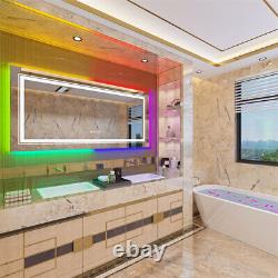 Miroir de salle de bain rétroéclairé à LED RVB avec changement de couleur, miroir en verre de qualité incassable
