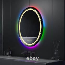 Miroir de salle de bains LED premium avec changement de couleur RGB, désembueur et capteur tactile