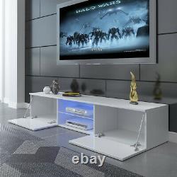 Moderne 16cm Tv Unit Cabinet Tv Stand Matt Body & High Gloss Doors Led Light Uk