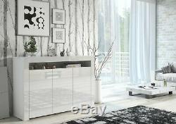 Moderne Blanc Laqué Portes Haut Blanc Mat Cabinet Armoire Large Unité Enfilade