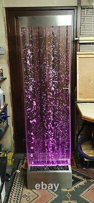 Mur d'eau à bulles LED avec changement de couleur, télécommande et en acier inoxydable de 6 pieds de hauteur