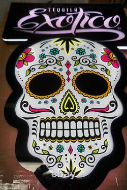 NOUVELLE enseigne lumineuse Tequila Exotico crâne de sucre LED changeant de couleur pour le Jour des Morts