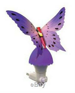 Papillon À Fibres Optiques Led Lampe À Lumière De Nuit, Lampe De Nuit, Violet