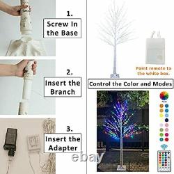 Pooqla 7 Ft 150 Led Colorful Birch Tree Couleur Changer L'arbre De Lumière Vers Le Haut Avec L'épingle