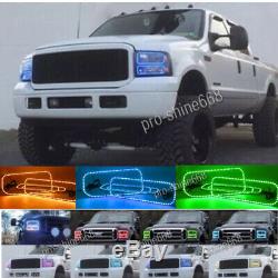 Pour 05-07 Ford F-250 Changement Multi-color Shift Led Rgb Phare Halo Bague