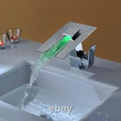 Robinetterie de lavabo en cascade à LED changeant de couleur Cascada (Finition chromée)
