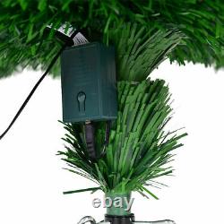 Sapin de Noël 6 pieds en fibre optique verte givrée avec éclairage LED changeant de couleur, décoration de la maison