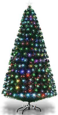 Sapin de Noël en fibre optique, vert changeant de couleur, pré-éclairé avec étoile lumineuse à LED
