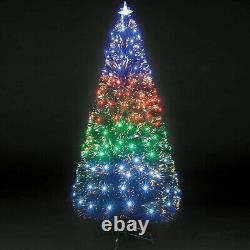 Sapin de Noël en fibre optique vert de 7 pieds avec 4 lumières LED changeantes de couleur pour la décoration de Noël