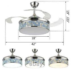Style 5 42 Plafond Rétractable Ventilateur Lampe Led Lustre Couleur / Changement De Vitesse Remoe